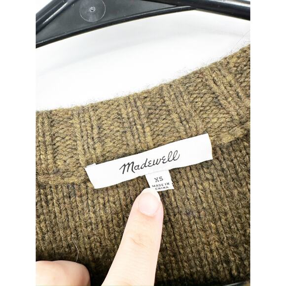 Madewell Embroidered Edencroft Pleat-Sleeve Cardigan Sweater Heather Spinach XS - Picture 7 of 9